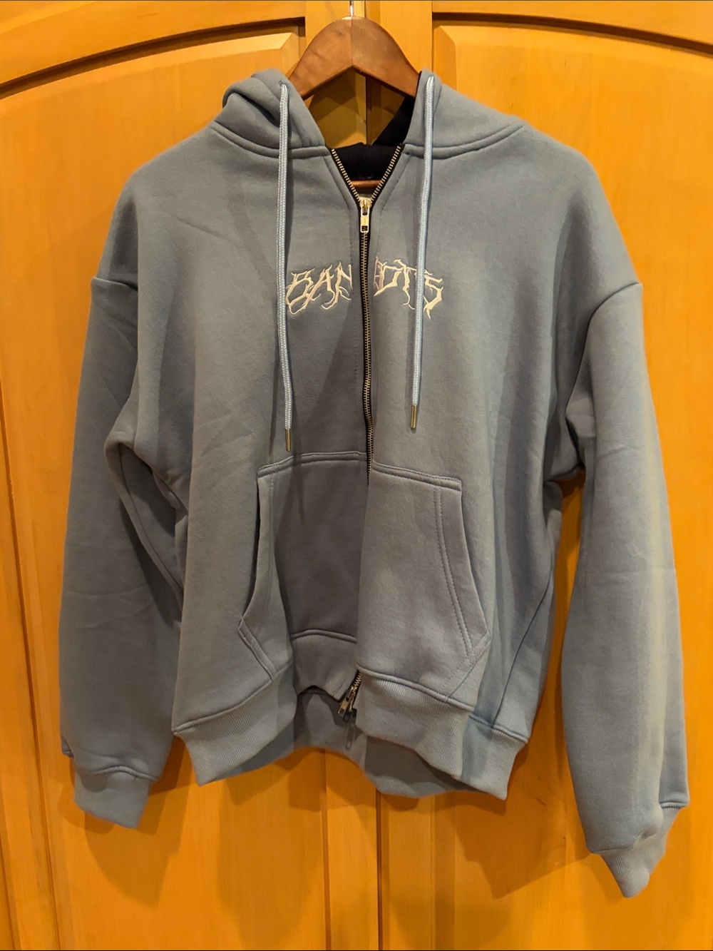 Bandits men’s Soft Light Blue Pullover Hoodie with Hooded Back